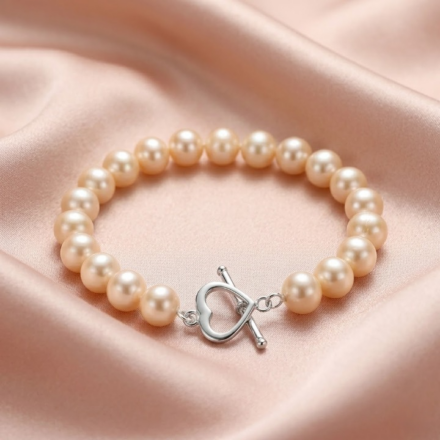 Fresh Water 7.5inch Bracelet Lilac (S/Silver Heart Clasp)