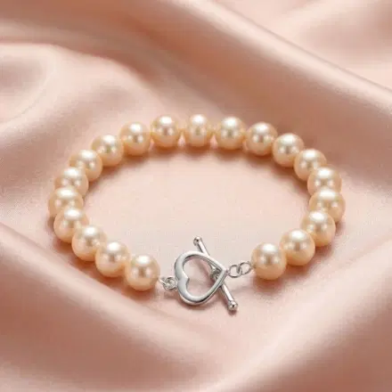 Fresh Water 7.5inch Bracelet Lilac (S/Silver Heart Clasp)
