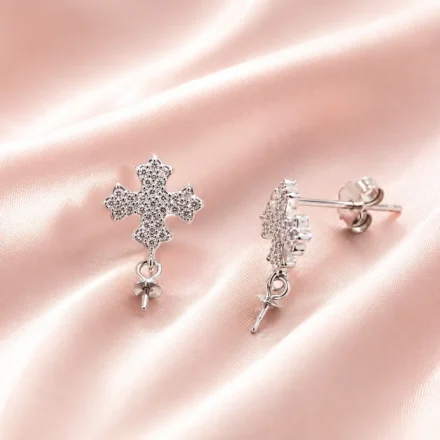 Cross Studs (S/Silver) Ear Rings (supply your own pearls)