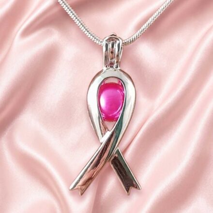 Ribbon Of Hope Cage Pendant (S/Silver) + 1 Oyster Reveal