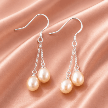 Peach Fresh Water Dangle Pearl earrings