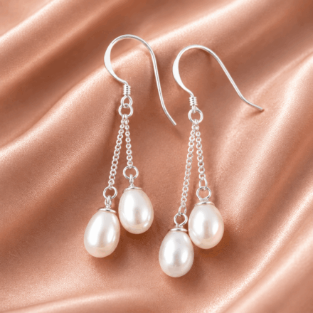 White Fresh Water Dangle Pearl earrings