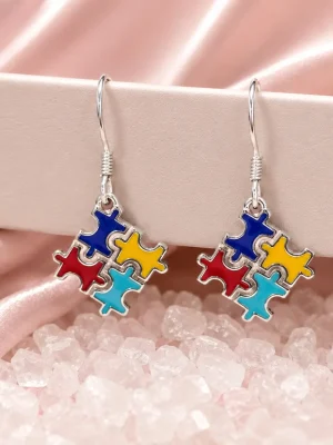 Autism Puzzle Ear rings (S925)